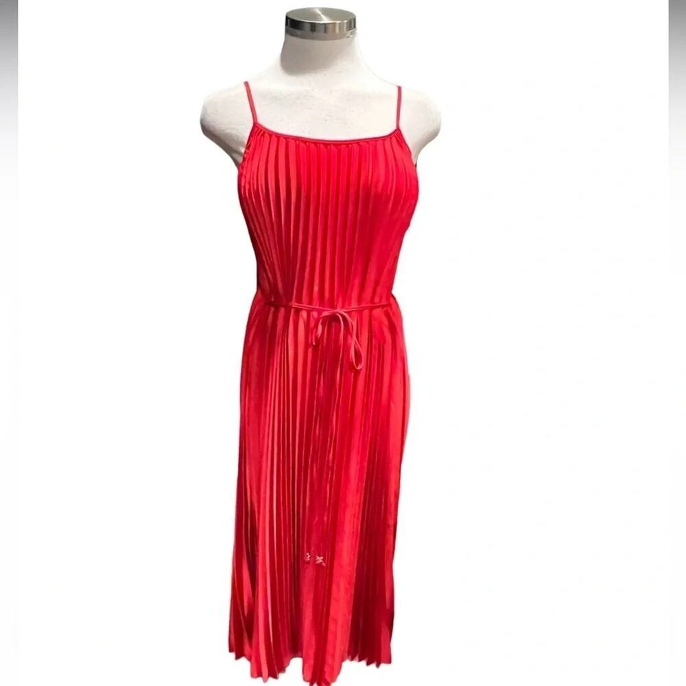 Sam Edelman Red Pleated Midi Dress Sleeveless Size M NWOT - Picture 10 of 10